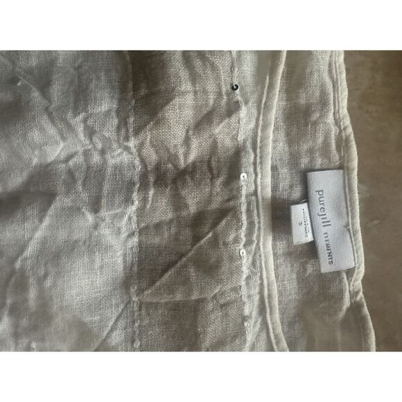 J Jill Pure Jill S Linen Cotton Blouse Tunic Embellished - Picture 2 of 6